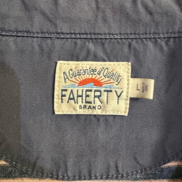 Faherty Men’s Long Sleeve Striped Cotton Polo Shirt Size Large - Picture 3 of 7